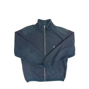 Vintage Polo Ralph Lauren Women's L zip-up sweater fleece jacket Preppy Black
